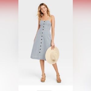 Target Universal Thread Striped Denim Corset Midi Dress